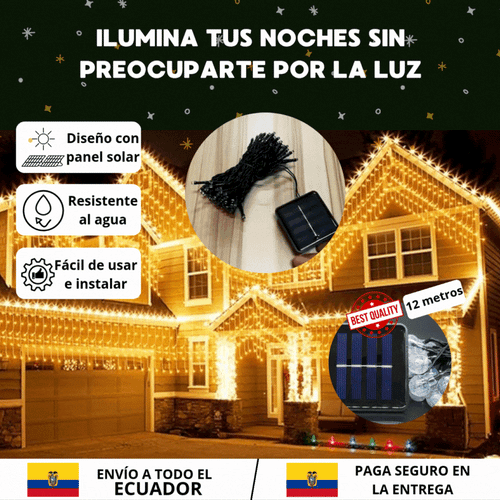 Luz Navideña con Panel Solar 12m